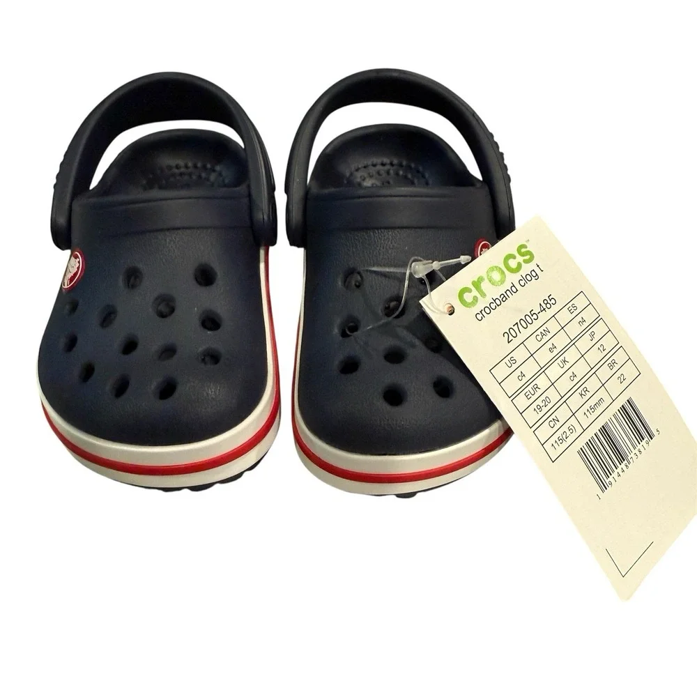 Crocs Crocband Clog T Toddler Size C4 Navy Blue Red White‎ 207005-485